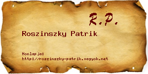 Roszinszky Patrik névjegykártya