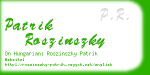 patrik roszinszky business card